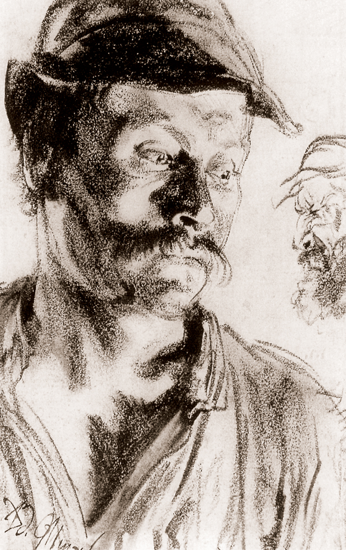  Adolpyh Von Menzel —— 轧钢工人头部习作